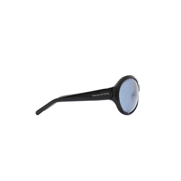 Big round sunglasses in black with blue lenses - Image 2