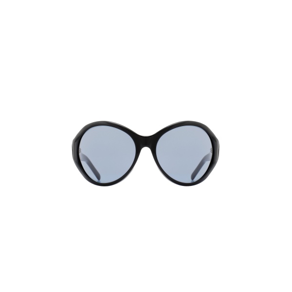 Magda Butrym Big round sunglasses in black with blue lenses