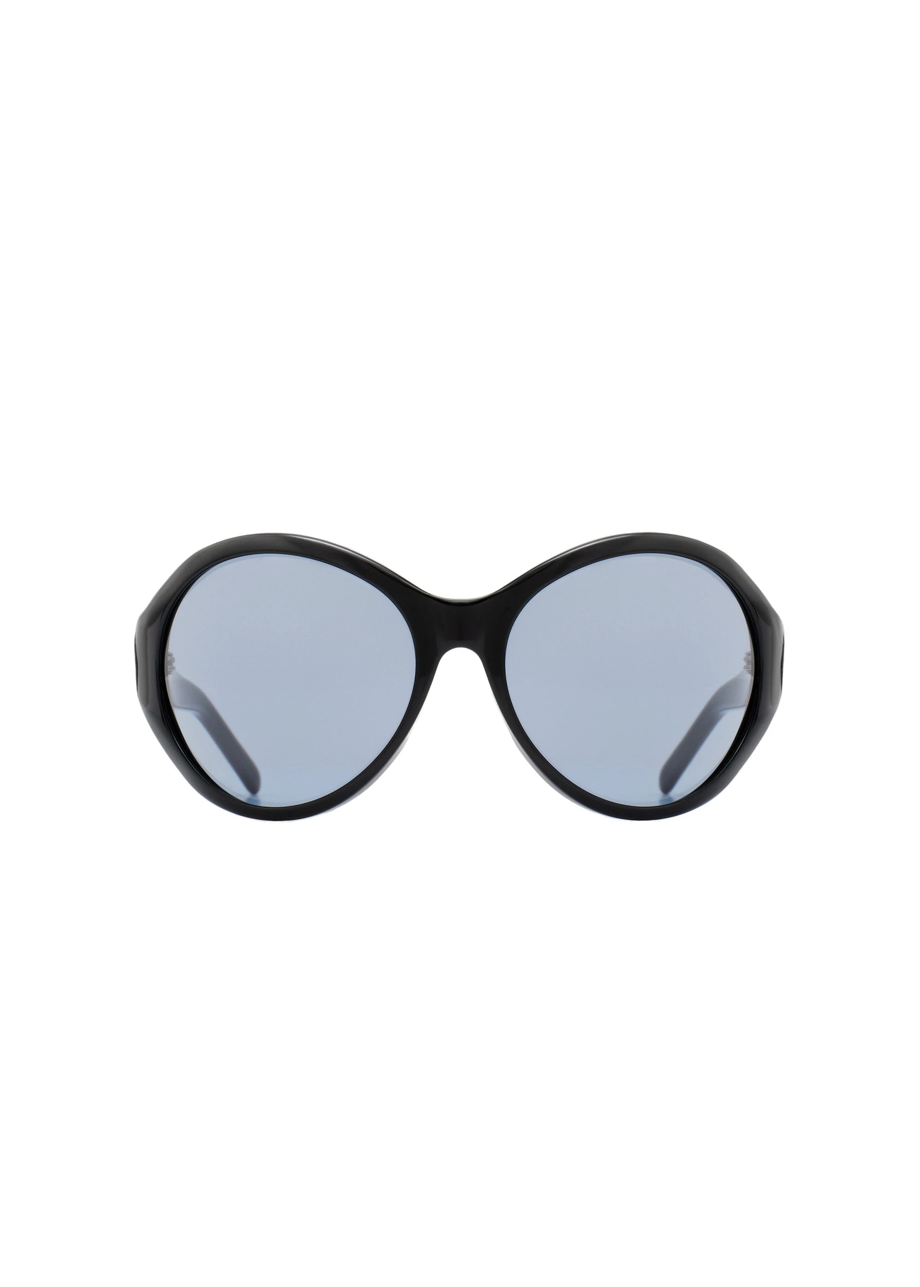 Magda Butrym Big round sunglasses in black with blue lenses | Coveti Magda Butrym Big round sunglasses in black with blue lenses