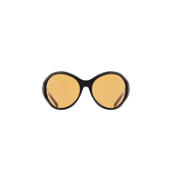 Magda Butrym Big round sunglasses in black with yellow lenses