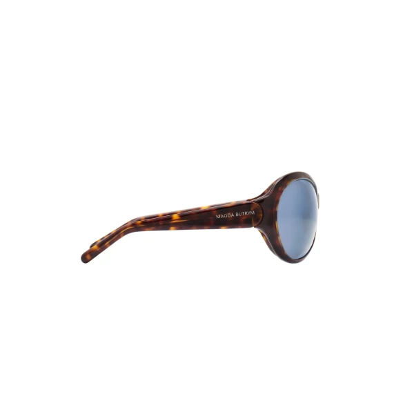 Big round sunglasses in tortoise with blue lenses - Image 2