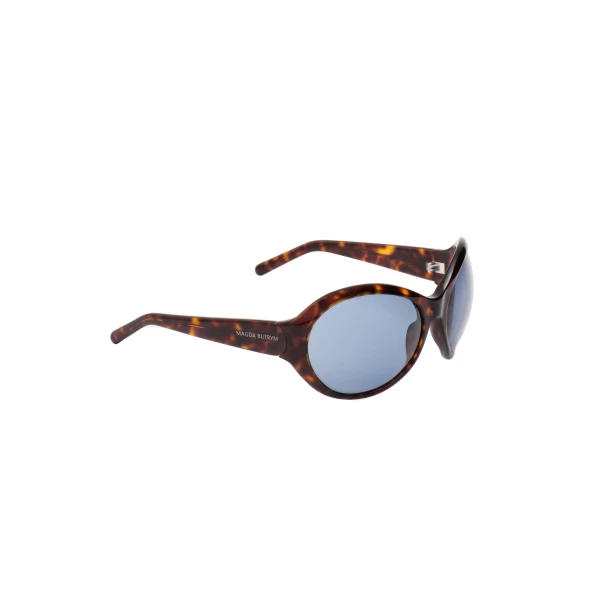 Big round sunglasses in tortoise with blue lenses - Image 3