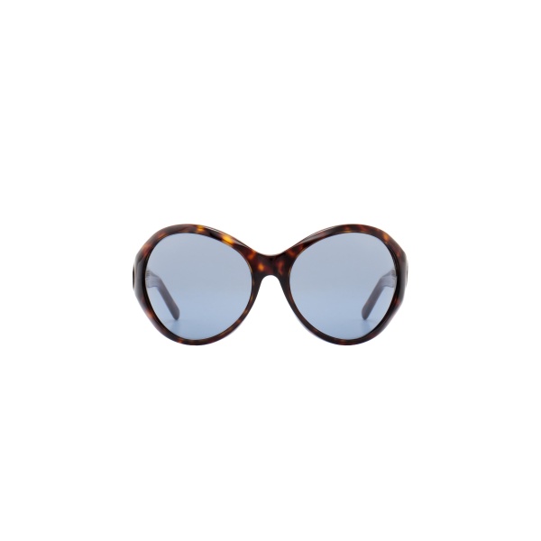 Magda Butrym Big round sunglasses in tortoise with blue lenses
