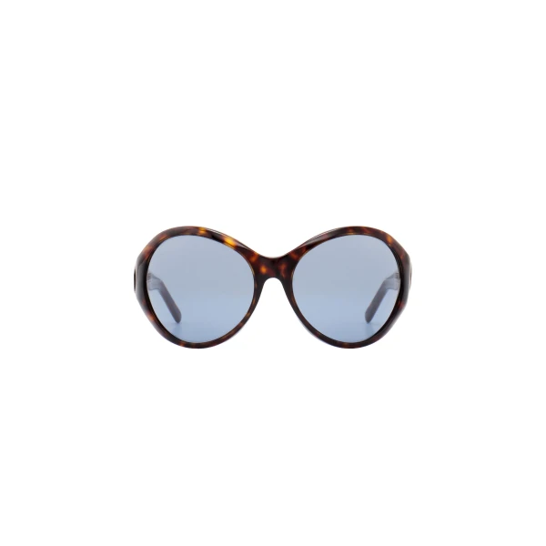 Big round sunglasses in tortoise with blue lenses