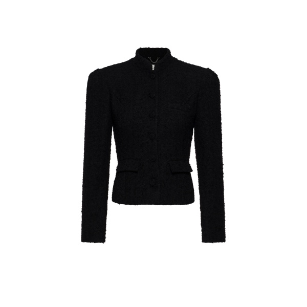 Magda Butrym Bouclé blazer with stand collar in black