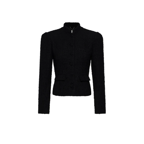 Magda Butrym Bouclé blazer with stand collar in black