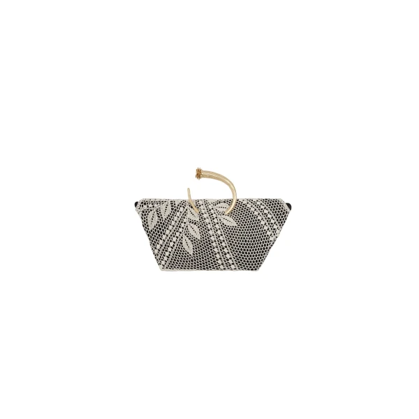 Bracelet crochet bag in black satin with gold handle - Image 2