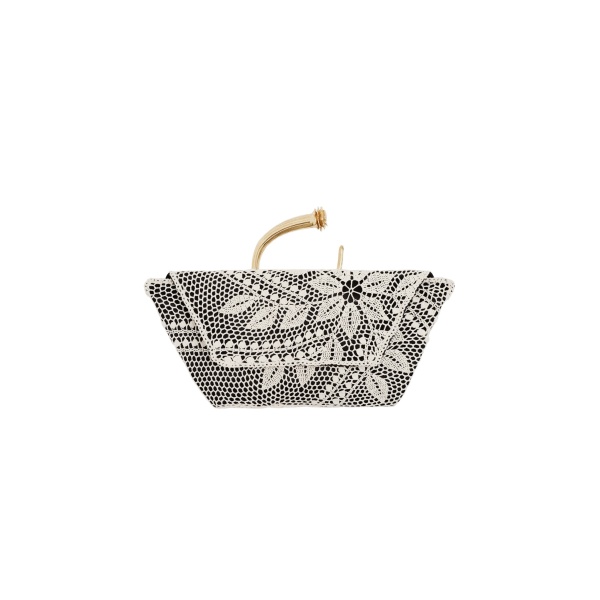 Magda Butrym Bracelet crochet bag in black satin with gold handle