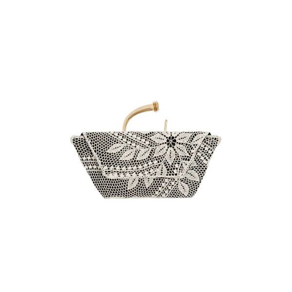 Magda Butrym Bracelet crochet bag in black satin with gold handle