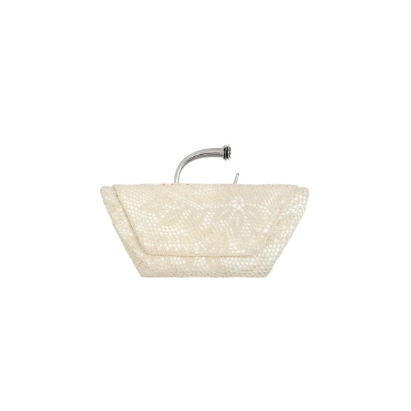 Magda Butrym Bracelet crochet bag in cream satin with silver handle