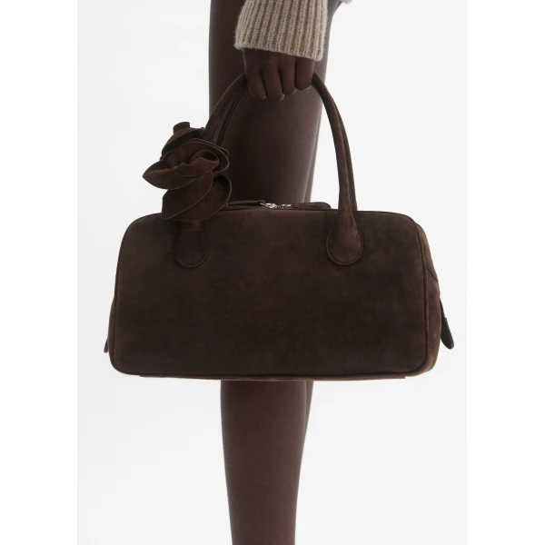 Brigitte bag in brown suede and silver - Image 4