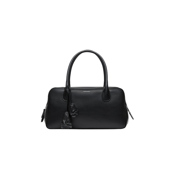 Magda Butrym Brigitte in black leather with flower charm