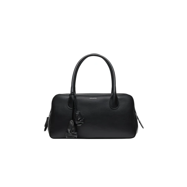 Magda Butrym Brigitte in black leather with flower charm