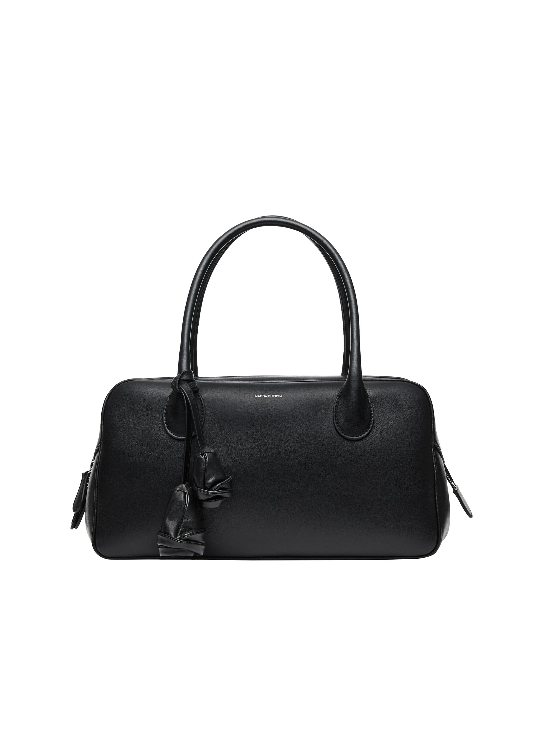 Magda Butrym Brigitte in black leather with flower charm | Coveti Magda Butrym Brigitte in black leather with flower charm