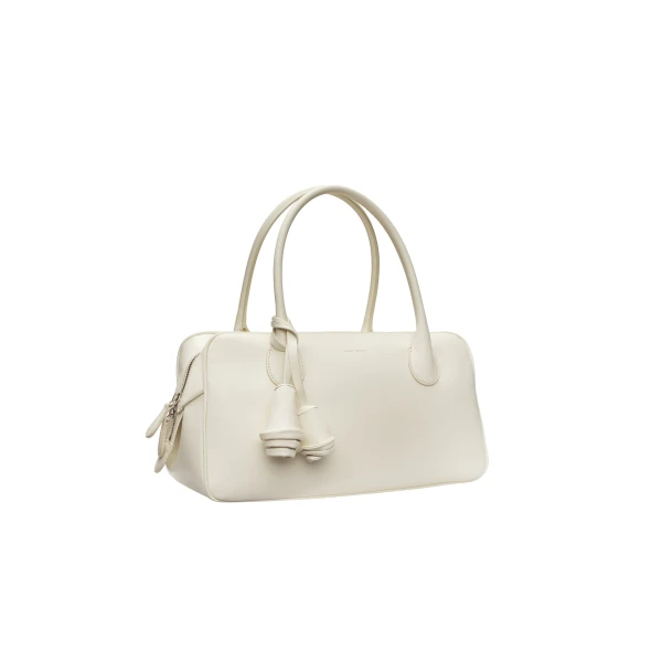 Brigitte in cream leather with flower charm - Image 2