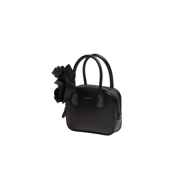 Brigitte square bag in black leather and silver - Image 2