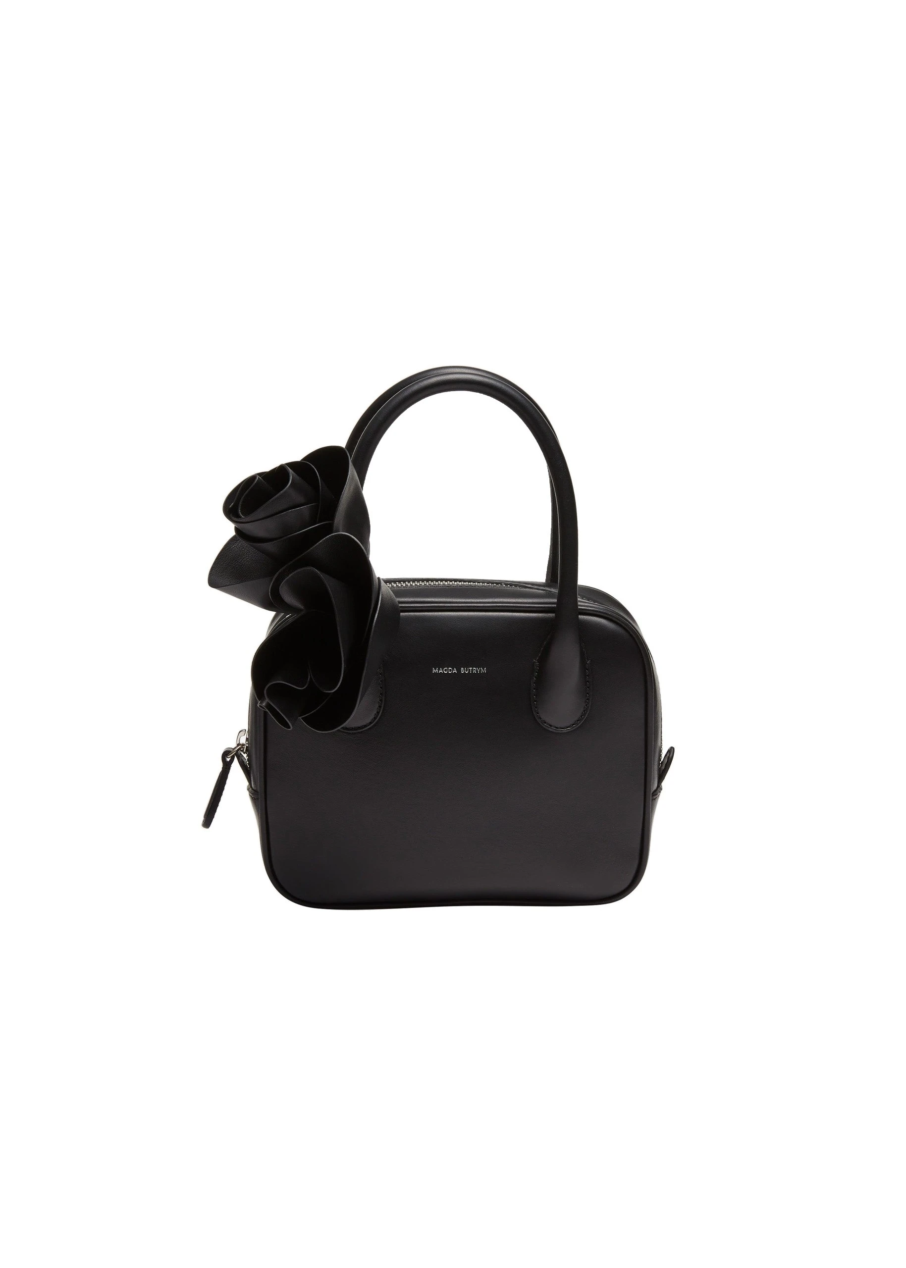 Magda Butrym Brigitte square bag in black leather and silver | Coveti Magda Butrym Brigitte square bag in black leather and silver