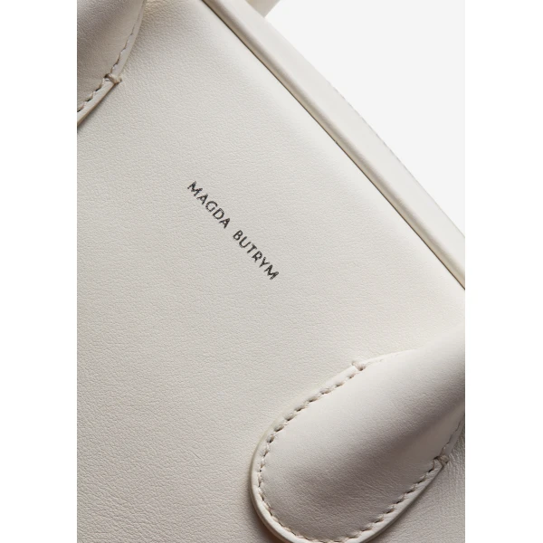 Brigitte square bag in cream leather and silver - Image 3