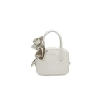Magda Butrym Brigitte square bag in cream leather and silver
