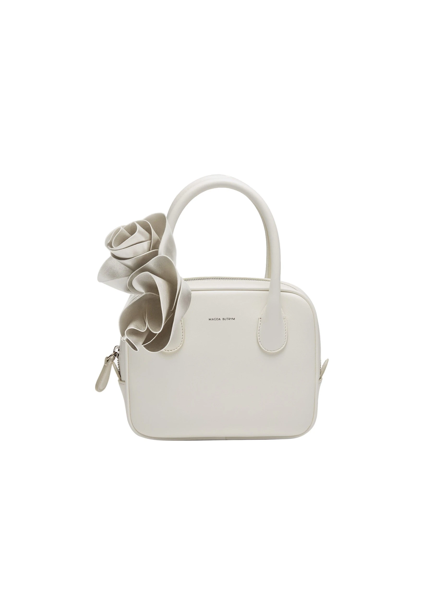 Magda Butrym Brigitte square bag in cream leather and silver | Coveti Magda Butrym Brigitte square bag in cream leather and silver