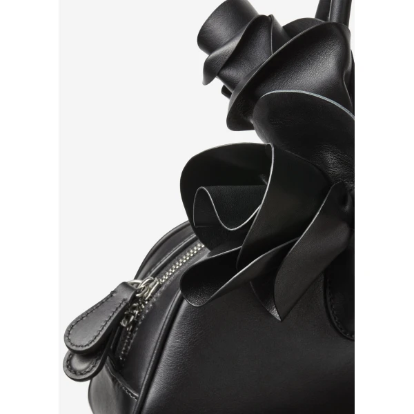 Brigitte trapeze bag in black leather and silver - Image 3