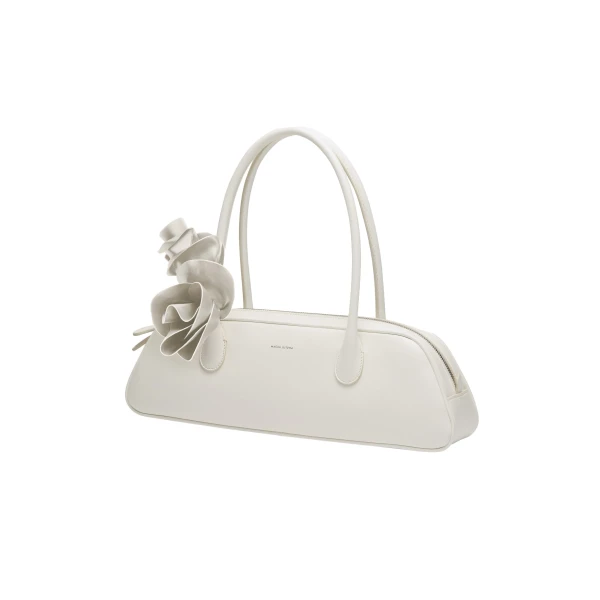 Brigitte trapeze bag in cream leather and silver - Image 2