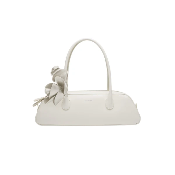Brigitte trapeze bag in cream leather and silver