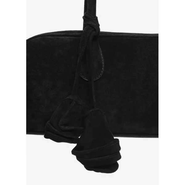 Brigitte trapeze in black suede with flower charm - Image 3