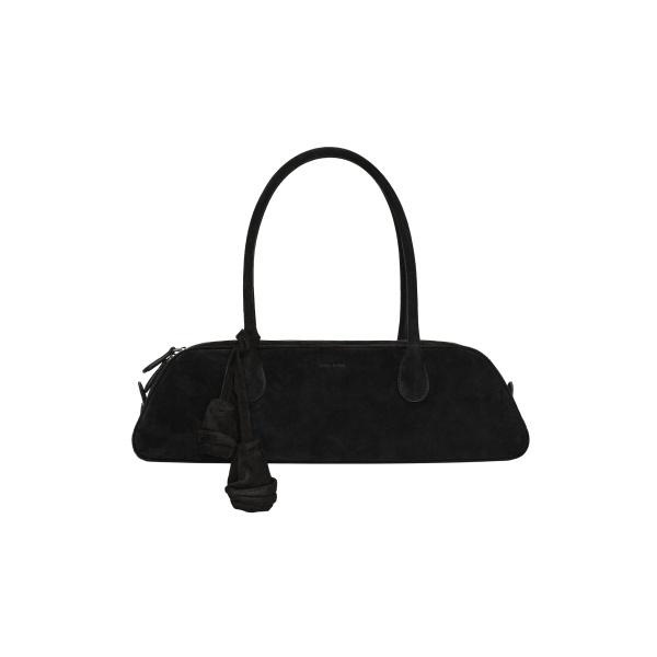 Magda Butrym Brigitte trapeze in black suede with flower charm
