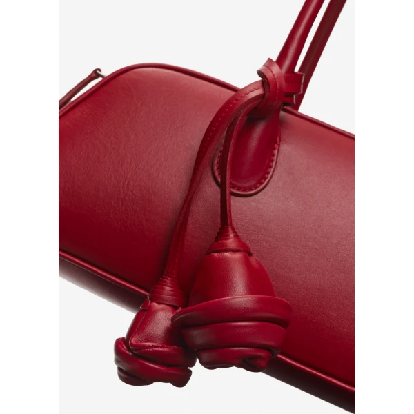 Brigitte trapeze in red leather with flower charm - Image 3