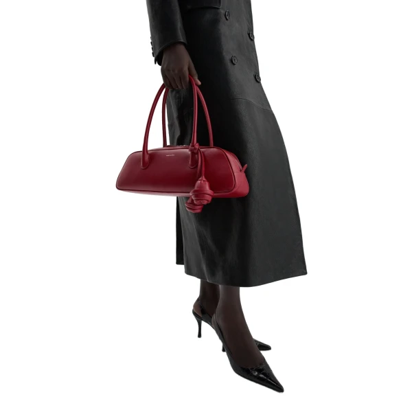 Brigitte trapeze in red leather with flower charm - Image 6