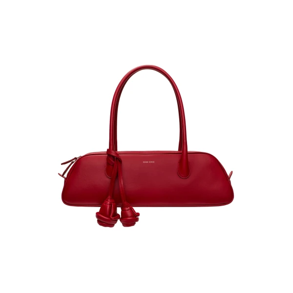 Brigitte trapeze in red leather with flower charm