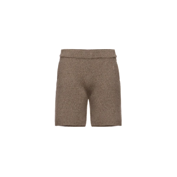 Cashmere bermuda knit shorts in beige