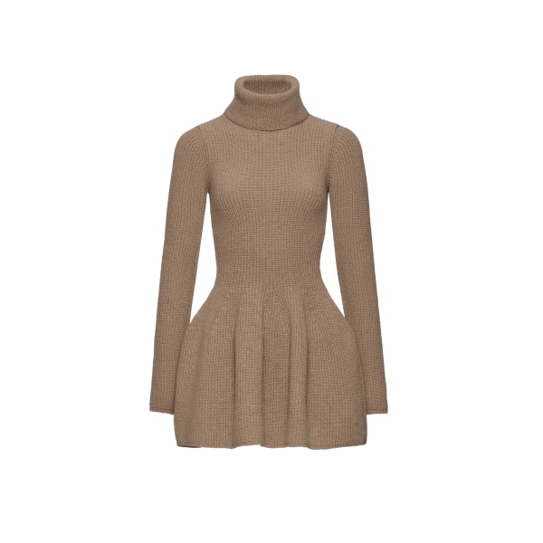 Magda Butrym Cashmere turtleneck mini dress in beige
