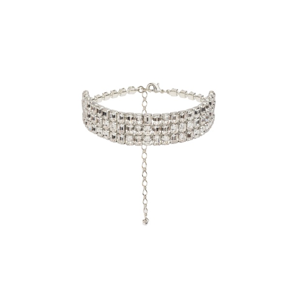 Magda Butrym Choker necklace with baguette-cut silver crystals