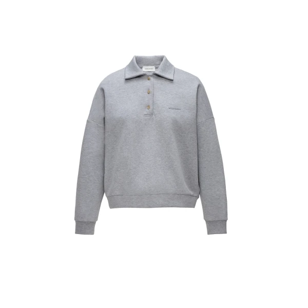 Magda Butrym Cotton sweatshirt polo in light grey