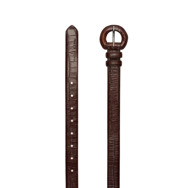 Magda Butrym Croc-effect leather belt with rounded buckle in brown