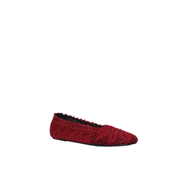 Crochet and leather ballet flats in burgundy - Image 2