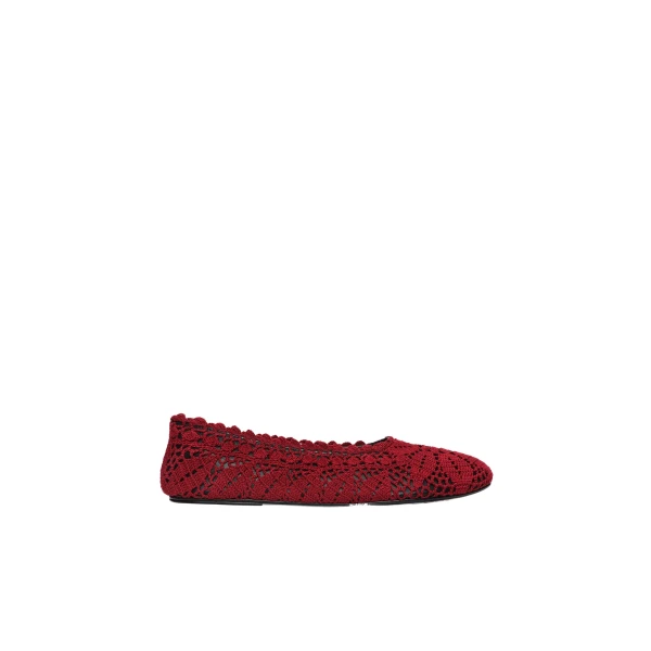 Magda Butrym Crochet and leather ballet flats in burgundy