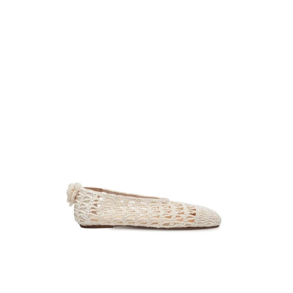 Crochet ballet flats in cream