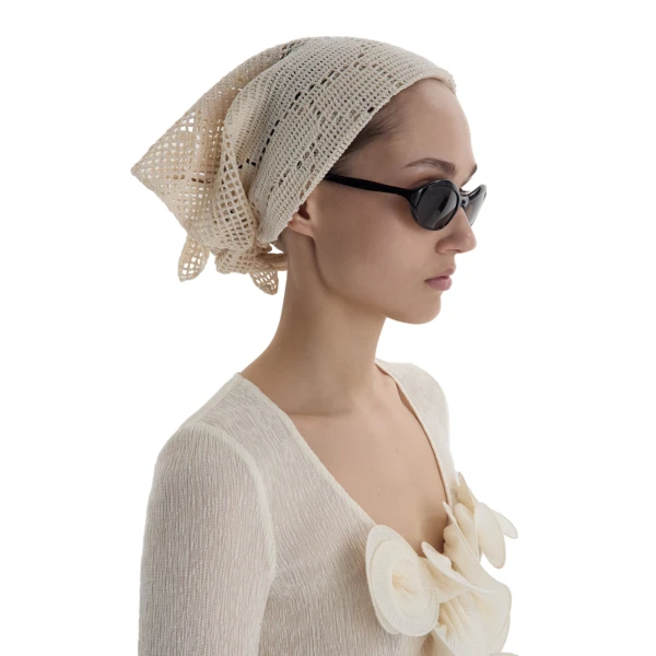Crochet bandana in cream - Image 2