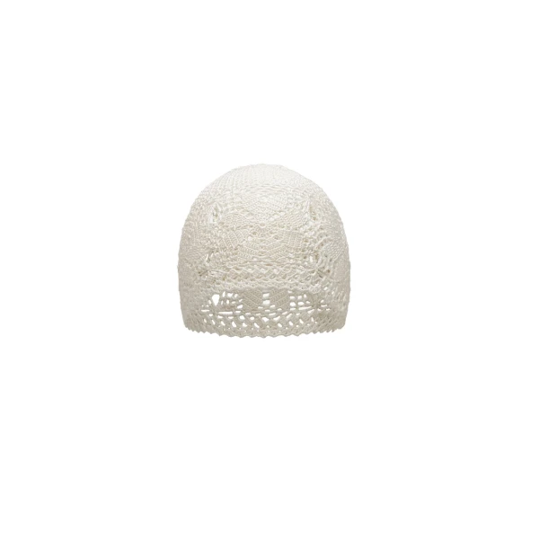 Crochet beanie in cream - Image 2