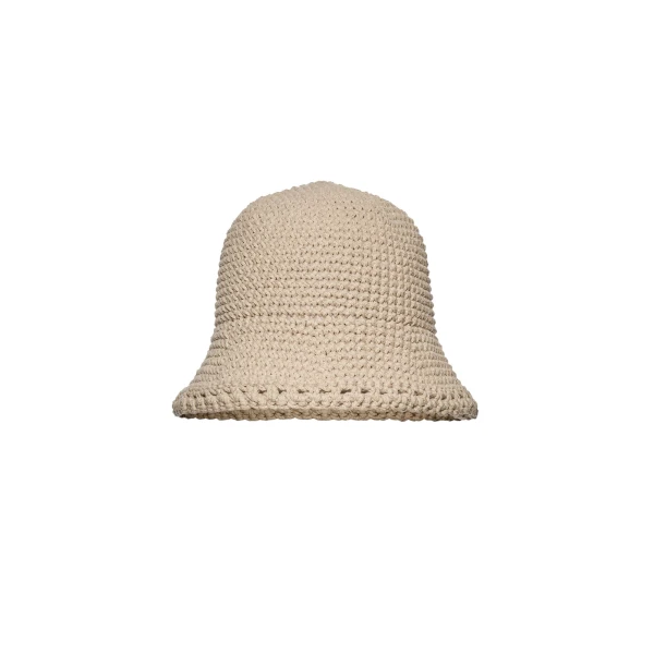 Crochet bucket hat in light beige