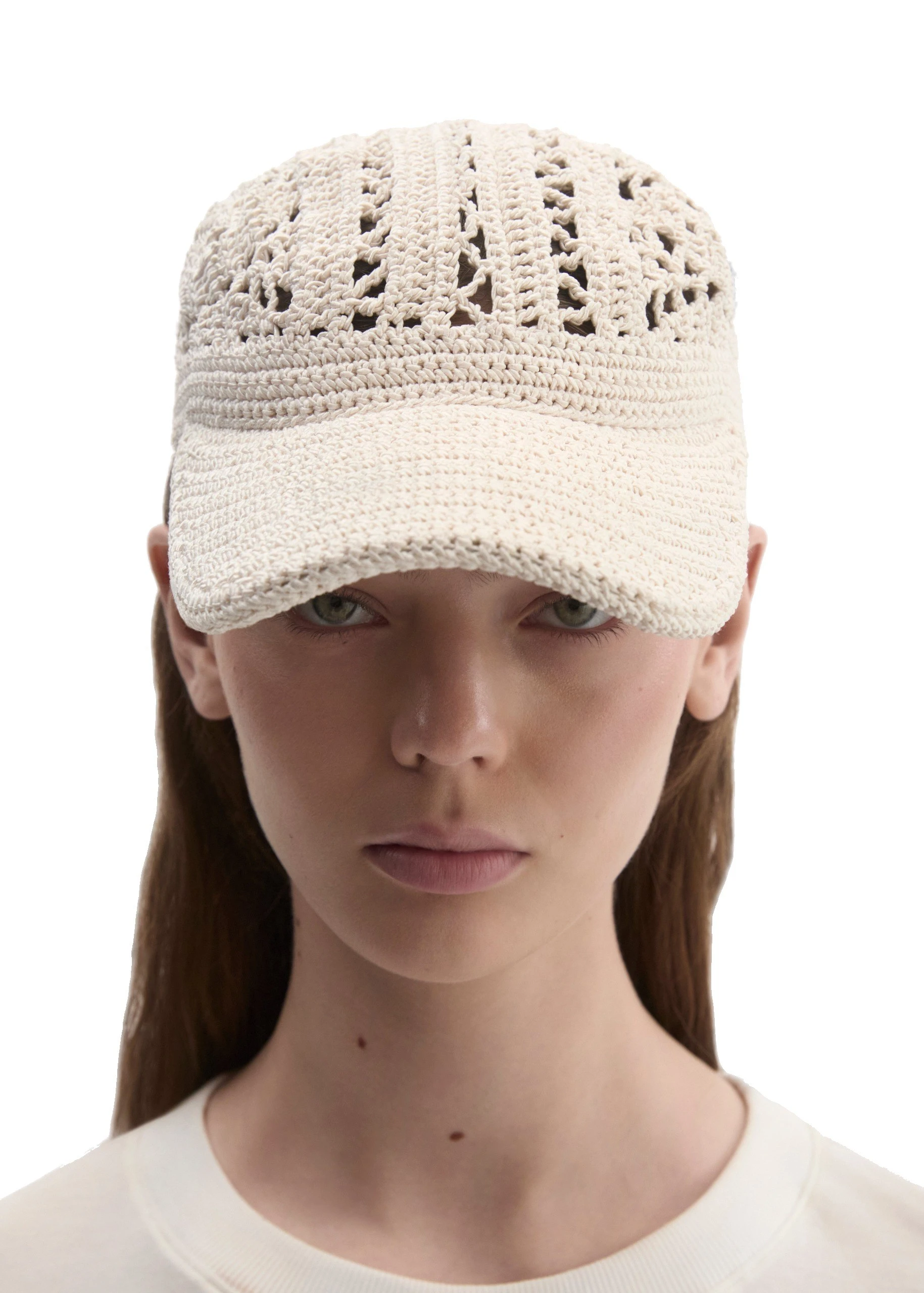 Magda Butrym Crochet cap in cream | Coveti Magda Butrym Crochet cap in cream