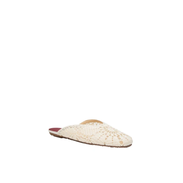 Crochet flat mules in cream - Image 2