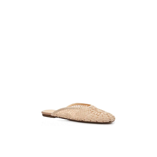 Crochet flat mules in nude - Image 2