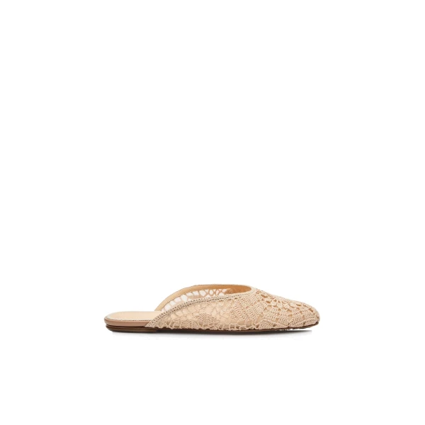Crochet flat mules in nude