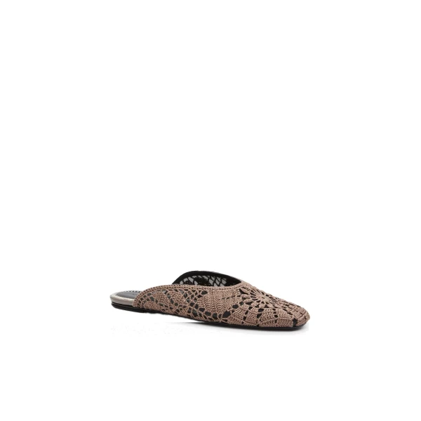 Crochet flat mules in taupe - Image 2