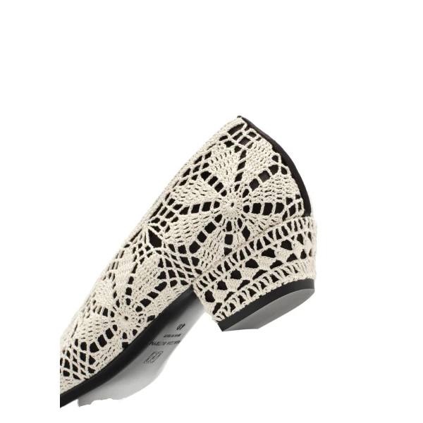Crochet satin ballerina heels in black - Image 4
