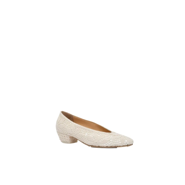 Crochet satin ballerina heels in cream - Image 2